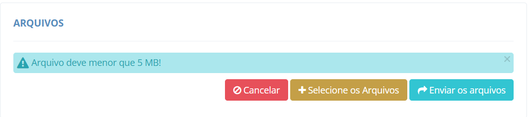 Tela para seleção de Arquivos
